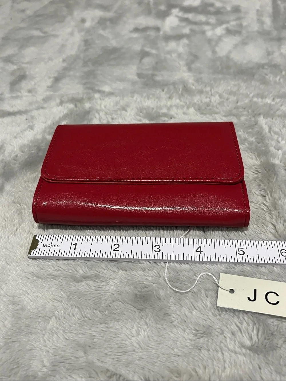 New JC Fashion Red Faux Leather Foldover Wallet – Compact Bifold